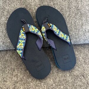 Teva Mush II Navy Blue Geometric Pattern Flip Flop Sandals 1093656Y Mens 6